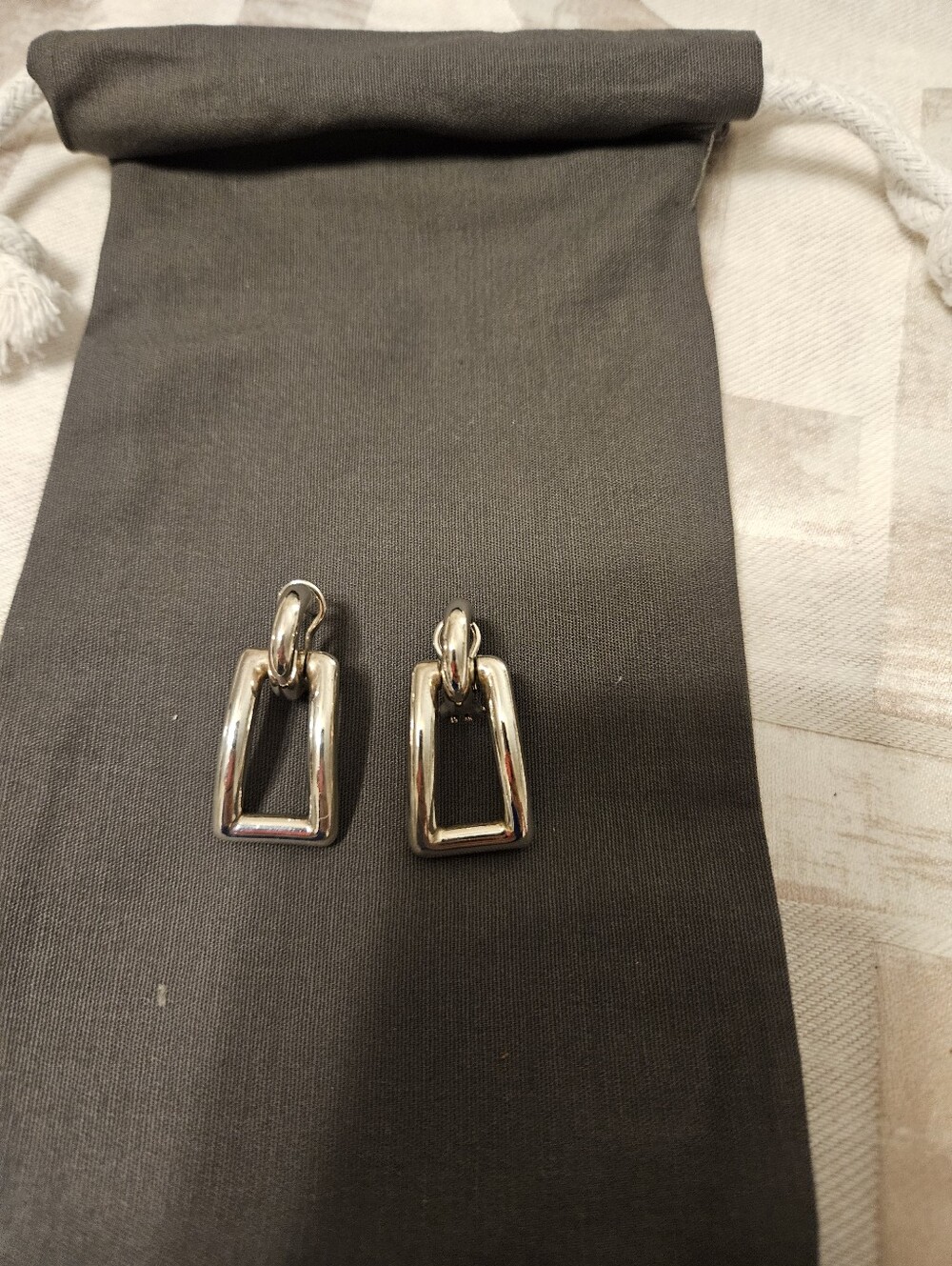 Tiffany Sterling Silver Rectangle Drop Earrings
